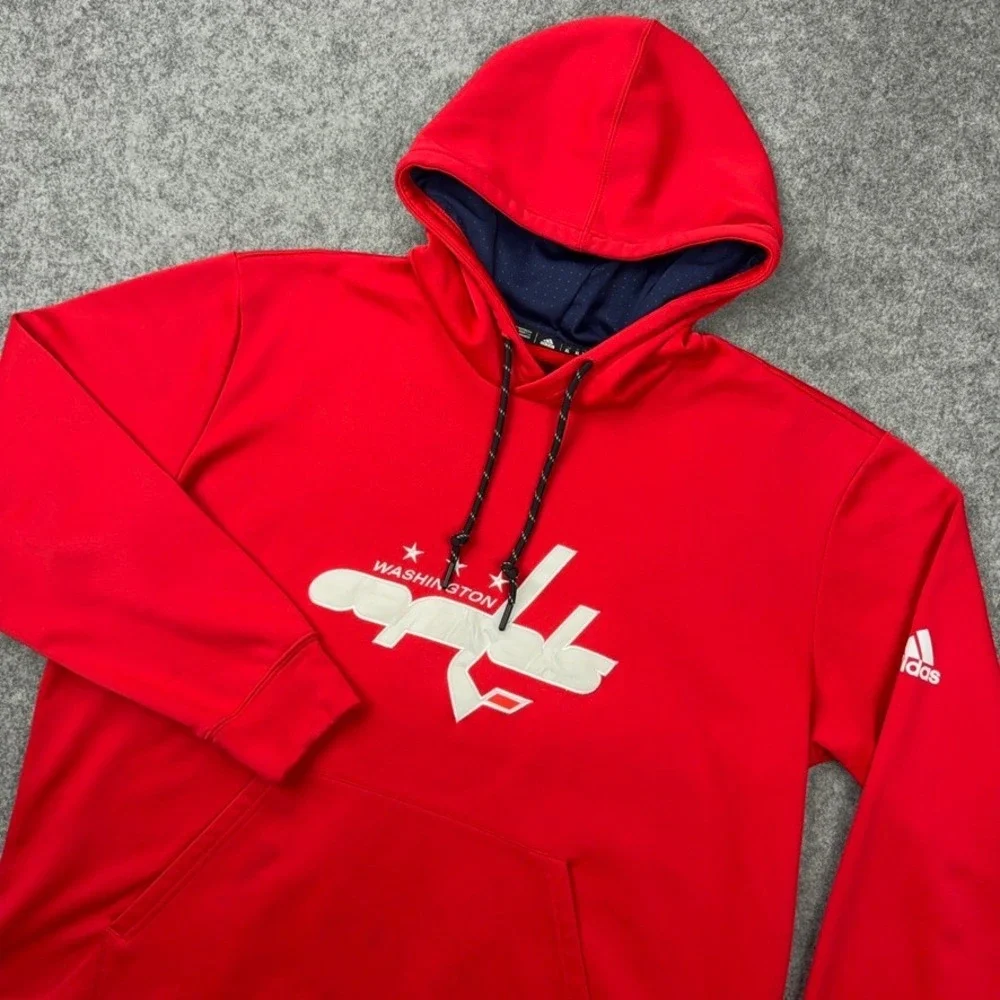 Washington Capitals Hoodie Mens XL Red Adidas NHL Hockey Fleece Pullover